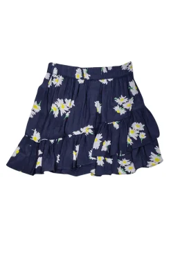 Ganni - Navy Daisy Print Skirt w/ Ruffles Sz 4