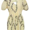 Ganni - Pale Yellow & Black Print Dress Sz 6