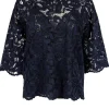 Gerard Darel - Blue Lace Overlay 3/4 Sleeve Top Sz 8