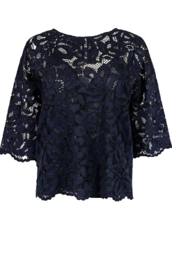 Gerard Darel - Blue Lace Overlay 3/4 Sleeve Top Sz 8