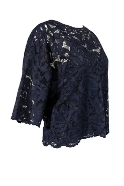 Gerard Darel - Blue Lace Overlay 3/4 Sleeve Top Sz 8