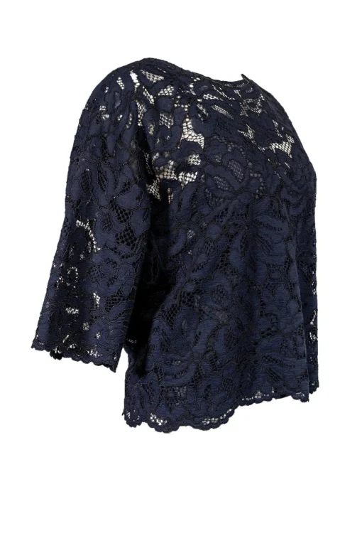 Gerard Darel - Blue Lace Overlay 3/4 Sleeve Top Sz 8