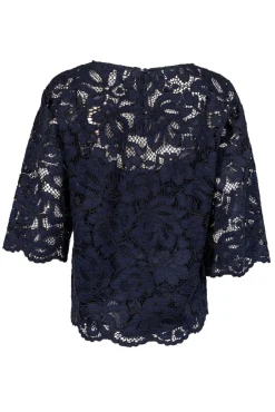 Gerard Darel - Blue Lace Overlay 3/4 Sleeve Top Sz 8