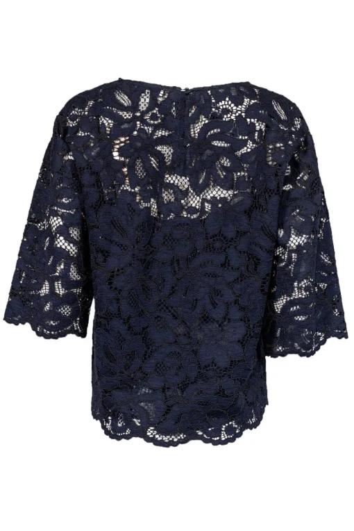 Gerard Darel - Blue Lace Overlay 3/4 Sleeve Top Sz 8