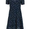 Gerard Darel - Navy & White Heart Embroidered Tiered A-Lined Dress Sz 6