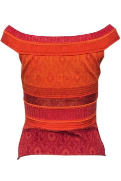 Gianfranco Ferre - Orange Metallic Textured Knit Tank Sz 4