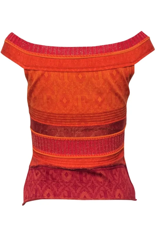 Gianfranco Ferre - Orange Metallic Textured Knit Tank Sz 4