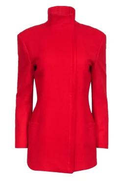 Gianni Versace - Red Asymmetric Zip Front Blazer Jacket Sz 4