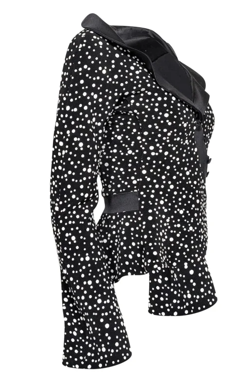 Giorgio Armani - Black Polka Dot Wrap Button Blazer Sz 6