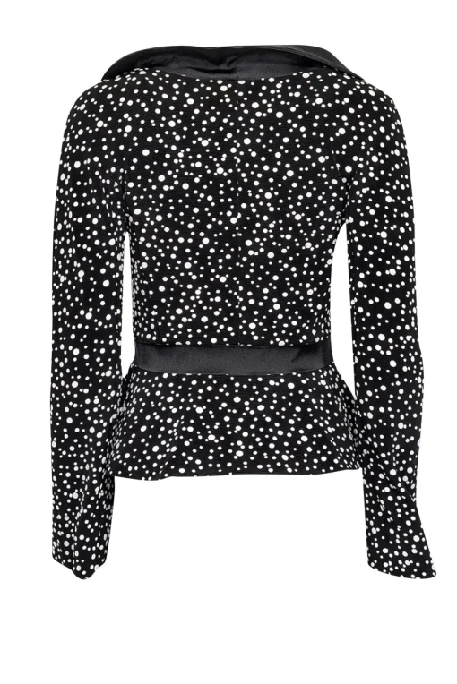 Giorgio Armani - Black Polka Dot Wrap Button Blazer Sz 6