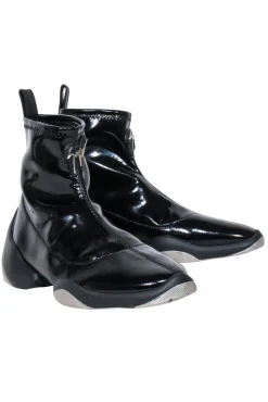 Giuseppe Zanotti - Black Patent Leather Slop on Short Boots Sz 7