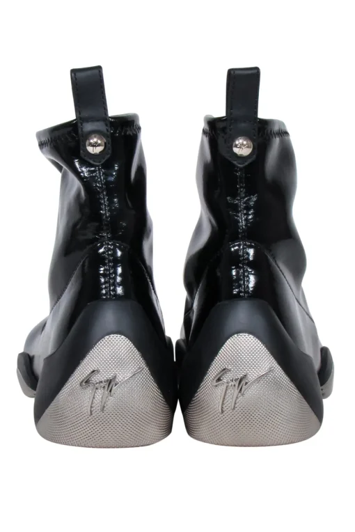 Giuseppe Zanotti - Black Patent Leather Slop on Short Boots Sz 7