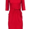 Goat - Deep Red Cropped Sleeve Sheath Dress w/ Darting Sz 2