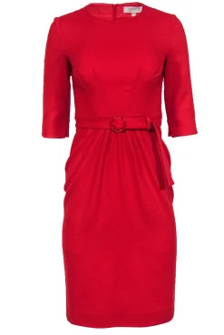 Goat - Deep Red Cropped Sleeve Sheath Dress w/ Darting Sz 2