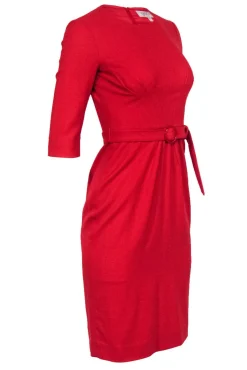 Goat - Deep Red Cropped Sleeve Sheath Dress w/ Darting Sz 2