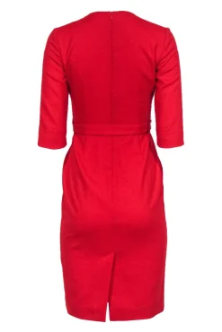 Goat - Deep Red Cropped Sleeve Sheath Dress w/ Darting Sz 2