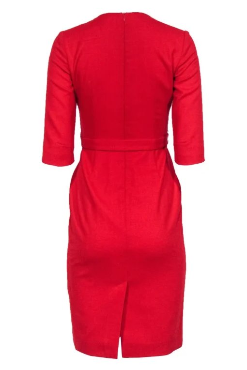 Goat - Deep Red Cropped Sleeve Sheath Dress w/ Darting Sz 2