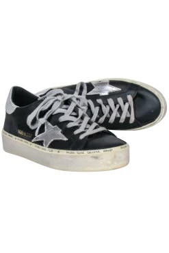 Golden Goose - Black Leather w/ Silver Details High Star Sneakers Sz 6
