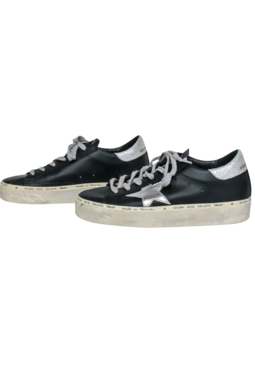 Golden Goose - Black Leather w/ Silver Details High Star Sneakers Sz 6