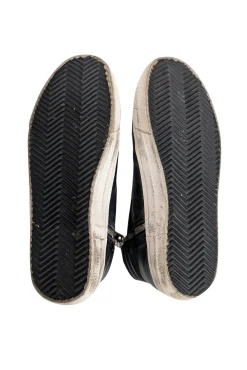 Golden Goose - Black Leather Slide Mid-Top Leather Stud Sneakers Sz 7