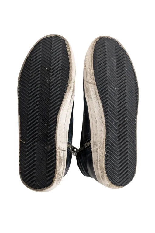 Golden Goose - Black Leather Slide Mid-Top Leather Stud Sneakers Sz 7