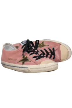 Golden Goose - Light Pink Suede Lace-Up Sneakers w/ Star Embellishments Sz 10