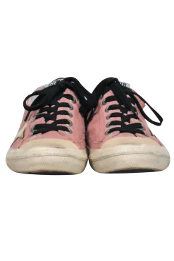 Golden Goose - Light Pink Suede Lace-Up Sneakers w/ Star Embellishments Sz 10