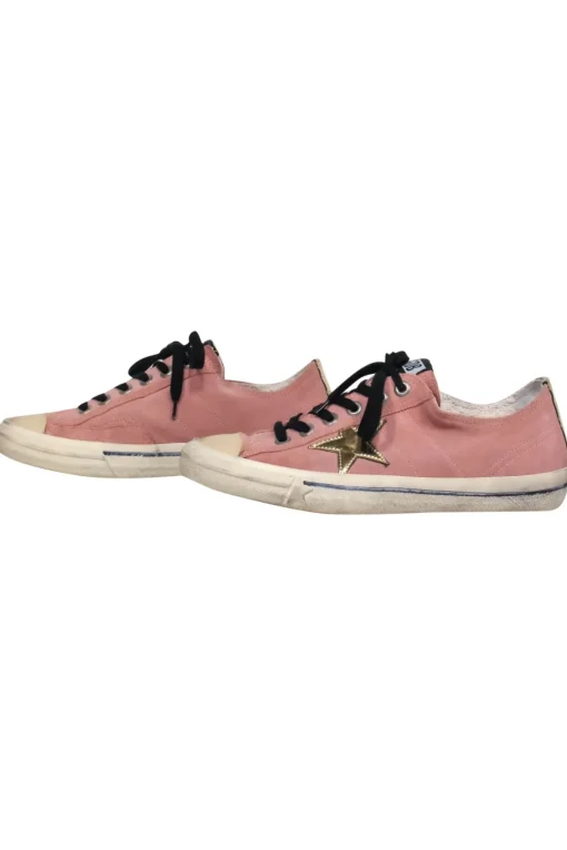 Golden Goose - Light Pink Suede Lace-Up Sneakers w/ Star Embellishments Sz 10