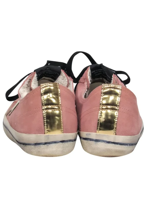 Golden Goose - Light Pink Suede Lace-Up Sneakers w/ Star Embellishments Sz 10
