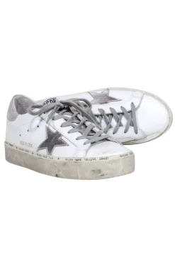 Golden Goose - White & Silver "Hi Star" Sneakers Sz 8