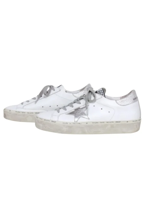 Golden Goose - White & Silver "Hi Star" Sneakers Sz 8