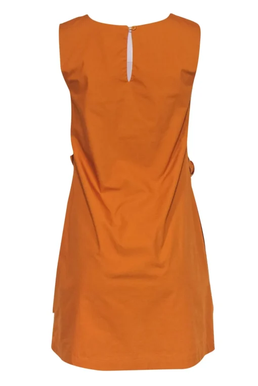 Gorman - Mustard Sleeveless Cotton Shift Dress w/ Ruffled Pockets Sz 6