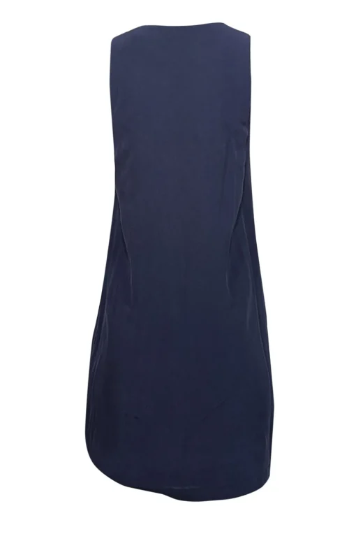 Grana - Navy Silk Sleeveless Shift Dress Sz S