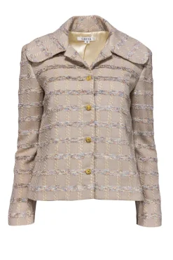 Greta - Beige Jacket w/ Multicolor Metallic Tweed Sz 8