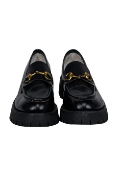 Gucci - Black Leather Harald Horsebit Platform Loafer sz 11