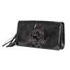 Gucci - Black Patent Leather Tassel Trim Long Clutch