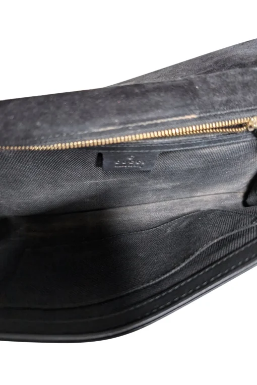 Gucci - Black Patent Leather Tassel Trim Long Clutch