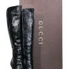 Gucci - Black Snake Skin Textured Leather Stiletto Tall Boots Sz 9