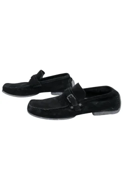 Gucci - Black Suede Square-Toe Loafers Sz 6.5