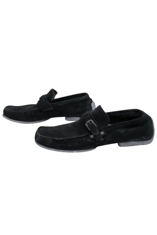 Gucci - Black Suede Square-Toe Loafers Sz 6.5