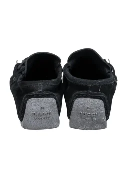 Gucci - Black Suede Square-Toe Loafers Sz 6.5