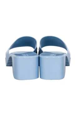 Gucci - Light Blue Rubber Logo Platform Slide Sandals Sz 11