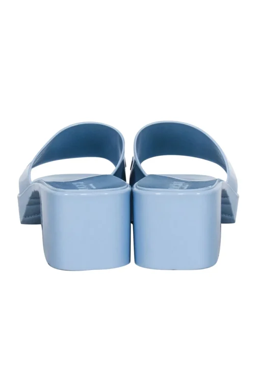 Gucci - Light Blue Rubber Logo Platform Slide Sandals Sz 11