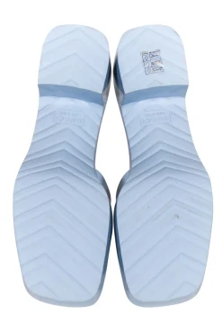 Gucci - Light Blue Rubber Logo Platform Slide Sandals Sz 11