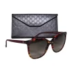 Gucci - Maroon Tortoise Shell Round Sunglasses