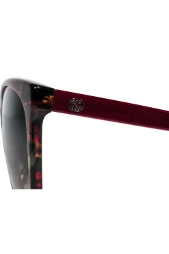 Gucci - Maroon Tortoise Shell Round Sunglasses