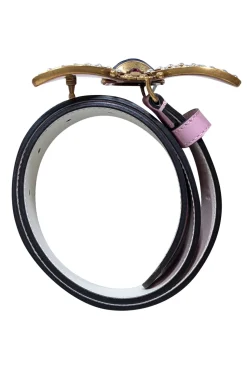 Gucci - Pink Leather Bee Buckle Belt