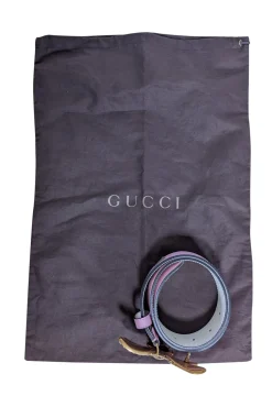Gucci - Pink Leather Bee Buckle Belt