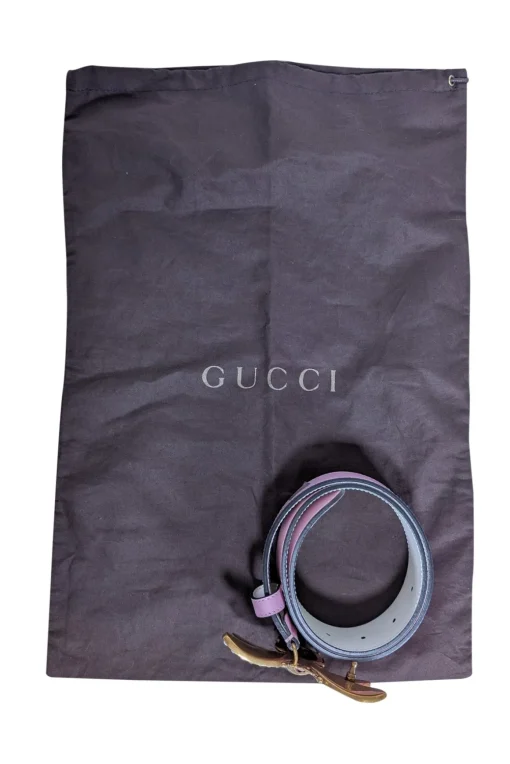 Gucci - Pink Leather Bee Buckle Belt
