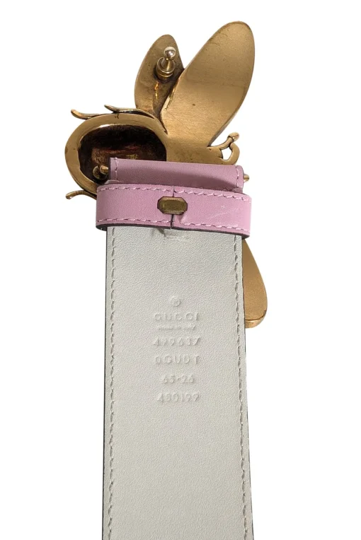 Gucci - Pink Leather Bee Buckle Belt